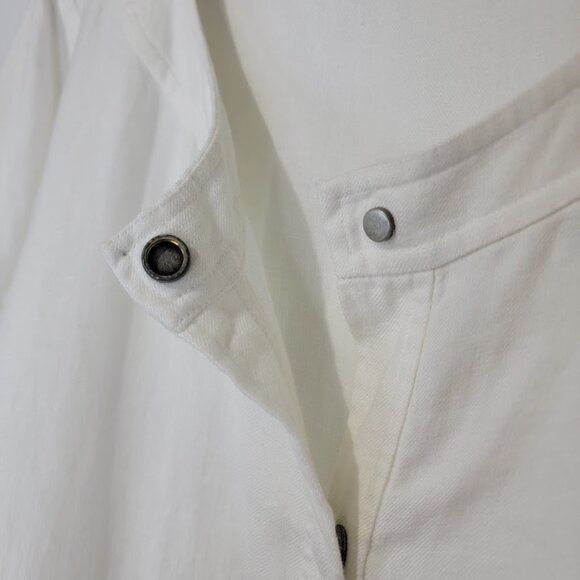 Eileen Fisher White Linen Jacket Sz L Button Up Long Sleeve Pockets Lightweight - Picture 3 of 14